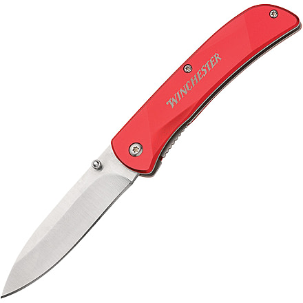 Winchester Knife 6.75'' Oal Ss /red Aluminum Handle W/clip