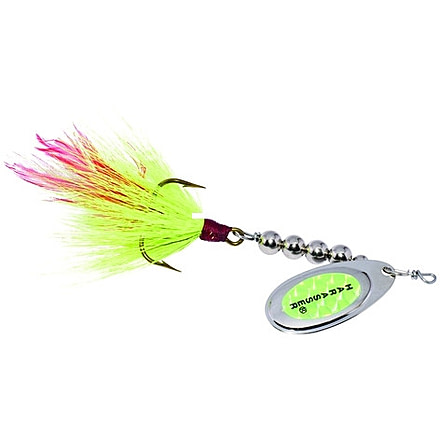 Windels Tackle Company Pike Harasser Bucktail Spinner, 5/0 Hook, Chartreuse/Chartreuse, #5 Blade, 4in, PH-9C