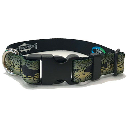 Wingo Outdoors Dog Collar - RepYourWater, Topo Trout, Large/X-Large, W-COL-513-LXL