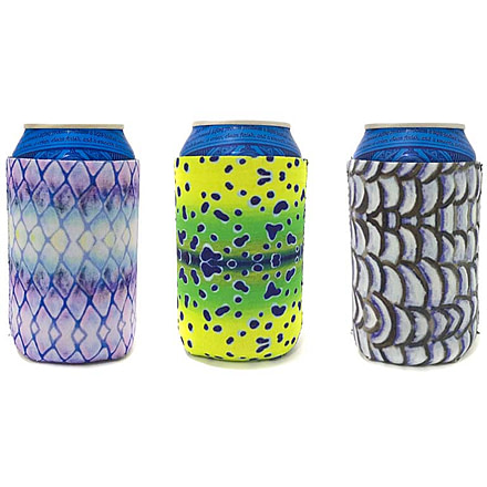 Wingo Outdoors Fish Skin Can Cooler 3-Pack, Bonefish/Mahi Mahi/Tarpon, Standard Can, W-CAN-SAL-3PK