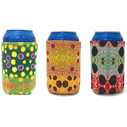 Wingo Outdoors Fish Skin Can Cooler 3-Pack, Brook/Brown/Rainbow, Standard Can, W-CAN-FRE-3PK