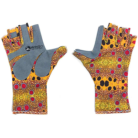 Wingo Outdoors Fish Skin Casting Gloves, Brown Trout, One Size Fits Most, W-CGL-104-OS