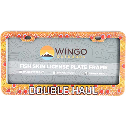 Wingo Outdoors License Plate Frame, Brown Trout, Double Haul, 12 x 7 inches, W-LIC-104-DH
