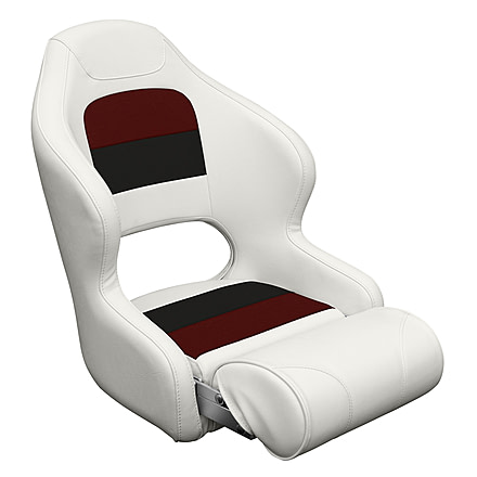 Wise Deluxe Pontoon Bucket Seat w/ Bolster, White/Red/Charcoal, Large, 8WD3315-1009