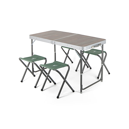 Woods Folding Portable Camping Table Set w/ 4 Camping Chairs, CTI0765544