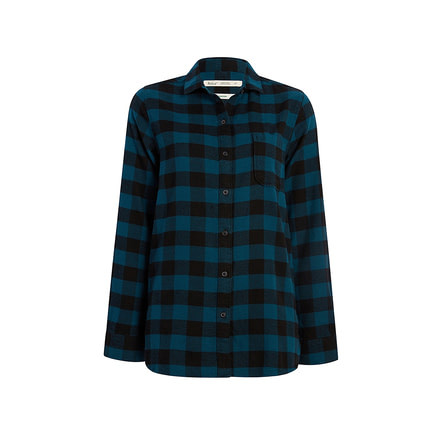 Woolrich Eco Rich Pemberton Boyfriend Tunic Flannel Shirt - Womens, Forest Blue, Large, 2211-FORESTBLUE-L