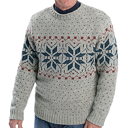Woolrich Ironstone Rollneck Fairisle Sweater - Mens-Silver Grey Heather-Large