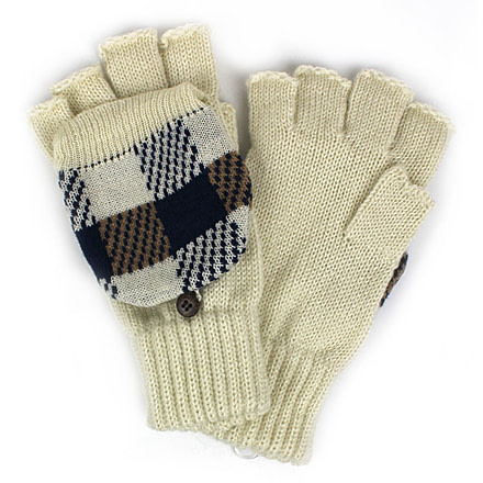 Woolrich Plaid Pop Over Mitts, Wheat Plaid, One Size, Q40009-Wheat Plaid