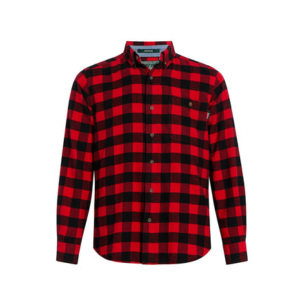 Woolrich Trout Run Flannel Plaid Flannel Shirt, Standard Fit - Mens, Old Red Buffalo, Medium, 6280-OLDREDBUFFALO-M