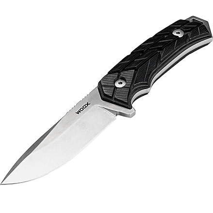 WOOX Rock 62 X-GRIP Fixed Blade Knife, 4.25in, Stonewashed, Drop Point, Black, BU.KNF001.14
