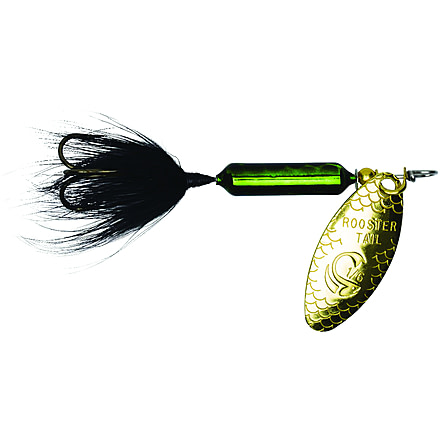 Wordens Rooster Tail In-Line Spinner, 2 1/2in, 1/6 oz Treble Hook, Metallic Green Black, 210-MGRB