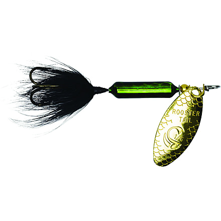 Wordens Rooster Tail In-Line Spinner, 2 1/4in, 1/8 oz Treble Hook, Metallic Green Black, 208-MGRB