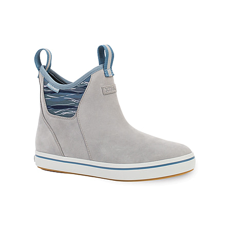Xtratuf Leather 6 in Ankle Deck Boot - Women's, Gray/ISA Dolphin/Blue Mirage/WavePrint, 6, XWAL-1BG-GRY-060