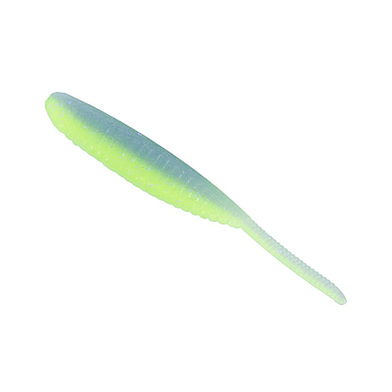 Yamamoto Baits 3in Shad Shape Worm, 10 pack, Electric Blue-Chartreuse, YAM-68JR-10-9007