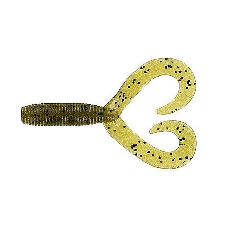 Yamamoto Baits Double Tail Grub 4in, 20pk, Green Pumpkin with Black, 15-20-297