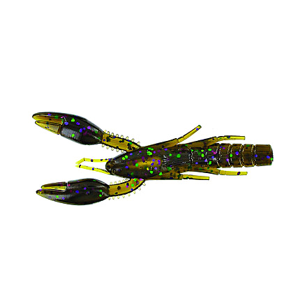 Yamamoto Baits PsychoDad Crawdad Bait, 4in, 5pk, Green Pumpkin with Large Green & Large Purple, 3K-05-301