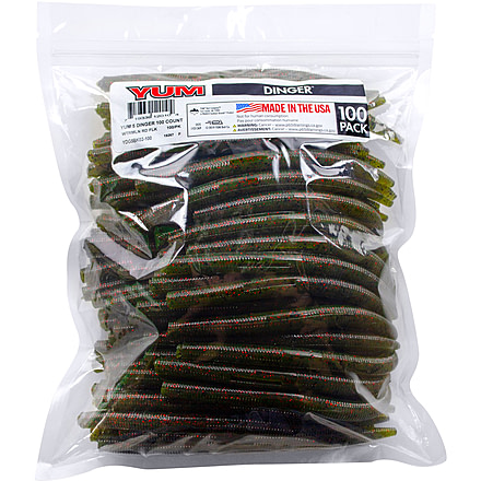 Yum Dinger Bulk Bait, 100 Pack, 5in, Watermelon Red Flake, YDG5BK02-100