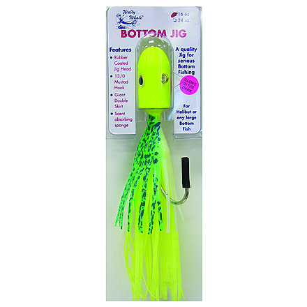 Zak Tackle Bottom Jig - 16oz, Green/Glow Skirt - Chartreuse Head, Z-BJCGR-16