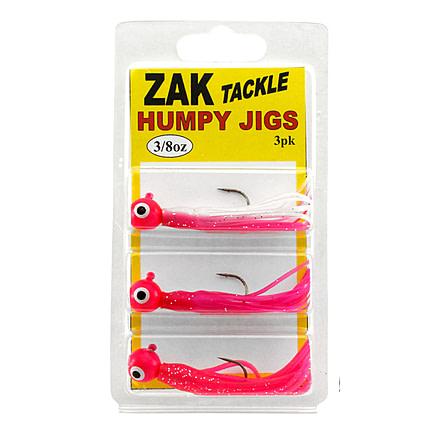 Zak Tackle Humpy Jig Kit 3/8oz, Pink Head, 3 Skirt Colors, Z-HJK38P