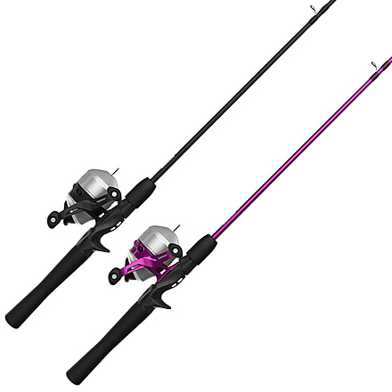 Zebco 33 Spincast Reel and Rod Combos, 2-Pack, 5ft 6in 2-PC Fiberglass Rods w/ EVA Handle, QuickSet Anti-Reverse Reels w/ Bite Alert, 1-Pink, 1-Black, 33NHH.BP4