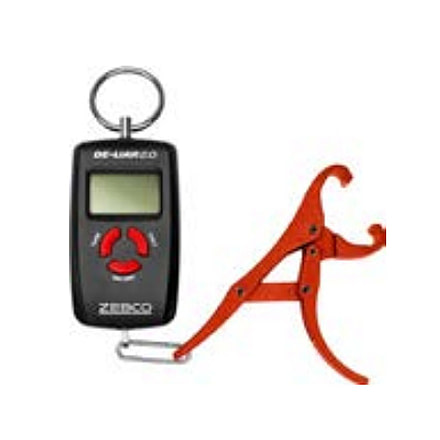 Zebco De-Liar 2.0 Digital Fish Scale, 50lbs/23-Kilograms Capacity, Compact Design, Durable Construction, Non-Puncturing Clamp-Style Lip Grip, Black/Red, ZDELIAR.FB4