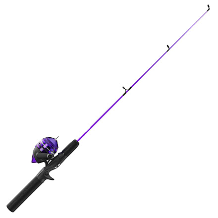 Zebco Dock Demon Spincast Reel and Rod Combo, 30in 1-PC Fiberglass Pole w/ EVA Handle, QuickSet Anti-Reverse Reel, Pre-Spooled w/ 6lb Zebco Line, Purple, DOCKPRSC301M.FB6