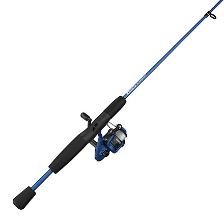 Zebco Slingshot Spinning Reel and Rod Combo, 6ft 2-PC Pole, SZ 20 Reel, Changeable Righ/Left Retrieve, Pre-Spooled w/ 8lb Zebco Cajun Line, Blue, SLSPBL602ML.NS4