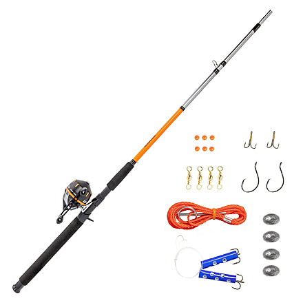 Zebco Ready Tackle Catfish 7 ft Spincast Combo w/Eagle Claw Tackle, 2 Pieces