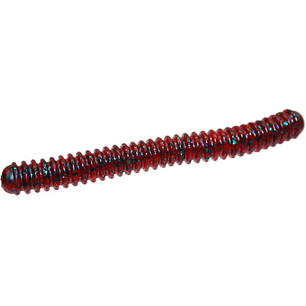 Zoom Double Ringer Finesse Worm, 15 Pack, 4in, Red Bug, 052021X