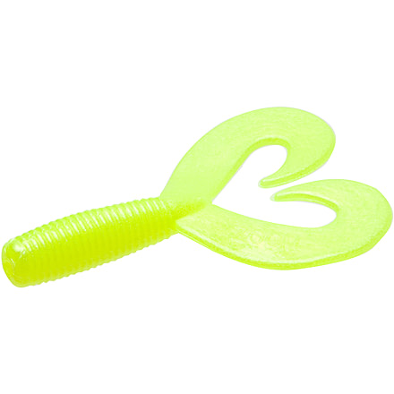Zoom Fat Albert Twin Tail Grub, 10 Pack, 3 1/2in, Chartreuse Pearl, 034046X