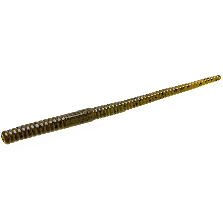 Zoom Shakey Head Finesse Worm, 20 Pack, 5in, Green Pumpkin, 57025