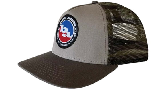 Big Agnes Classic Logo Trucker Hat, Steel/Tiger Camo, One Size, AHCLT-STC-OS