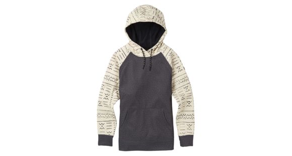 Burton Crown Bonded Pullover Hoodie - Women's, Canvas Bogolanfini / True Black Heather, Large, 17478104251L