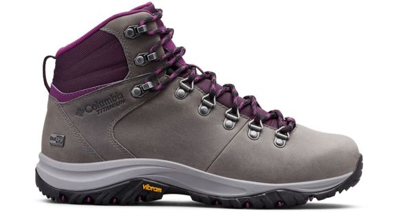 Columbia 100MW Titanium Outdry Hiking Boots - Women's, Ti Grey Steel, Black Cherry, Medium, 10.5, 1867861033-10.5
