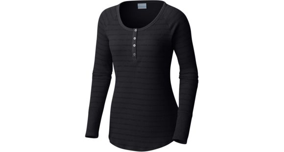 Columbia Along the Gorge Thermal Henley Long Sleeve Top - Women's-Black-Large