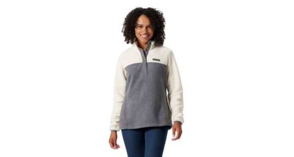 Columbia Benton Springs Half Snap Fleece Pullover - Womens, City Grey Heather/Chalk, Extra Large, 1860991023CityGryHthChalkXL