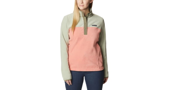 Columbia Benton Springs Half Snap Fleece Pullover - Womens, Faded Peach/Safari/Stone Green, Large, 1860991852FddPhSfrStnGnL