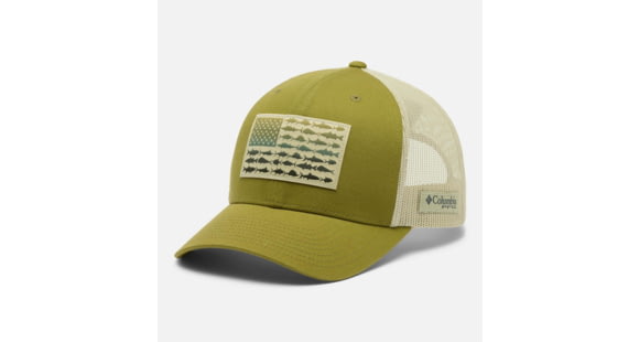 Columbia PFG Fish Flag Mesh Snap Back, Grove Green/Fish Flag, One Size, 1837001331-331-O/S