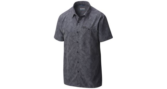 Columbia Declination Trail II Short Sleeve Shirt - Men's -Grey Ash/Floral Lines-Medium