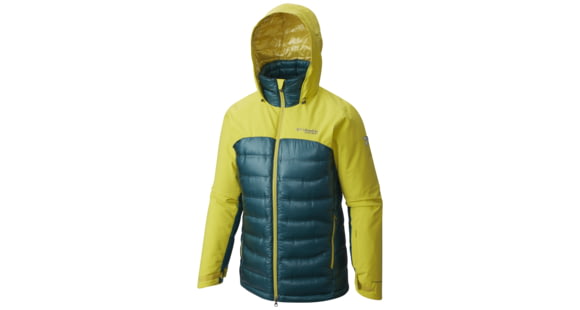 Columbia HeatZone 1000 TurboDown Hooded Jacket - Men's-Mineral Yellow/Deep Water-Large