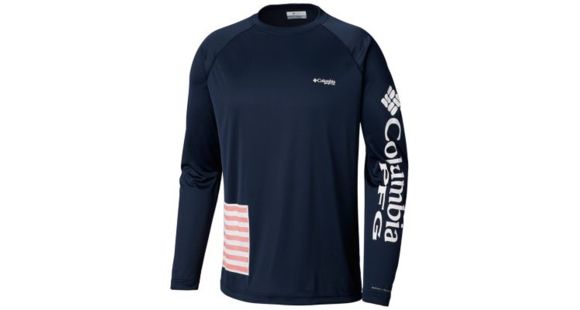 Columbia PFG Fish Series Terminal Tackle Long Sleeve - Mens, Coll Navy/US Flag Graphic, Medium, 1792691465-M