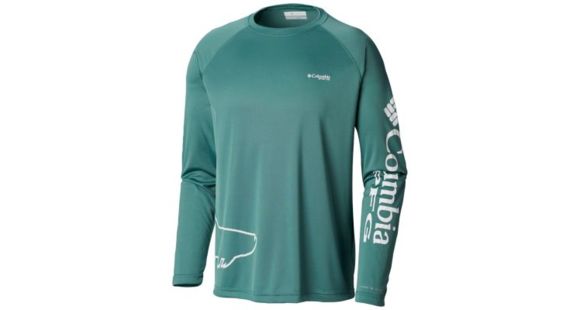 Columbia PFG Fish Series Terminal Tackle Long Sleeve - Men's, Thyme Green/Tarpon Graphic, Small, 1792691369-S