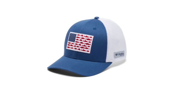Columbia PFG Mesh Fish Flag Ball Cap, Night Tide/White, 2XL, 1836811452NgtTde,WhtXXL