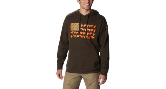 Columbia PHG Game Flag II Hoodie - Mens, Cordovan/Blaze Big Game Flag, Extra Large, 2013311231CvnBlzBigGmeFlgXL