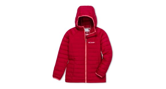 Columbia Powder Lite Girls Hooded Jacket - Girl's, Pomegranate, Large, 1802933623-L