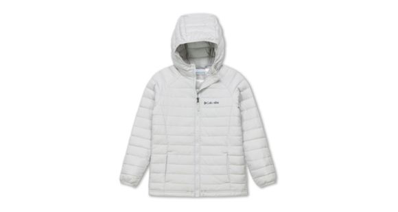 Columbia Powder Lite Girls Hooded Jacket - Girl's, Silver Grey, Large, 1802933082-L