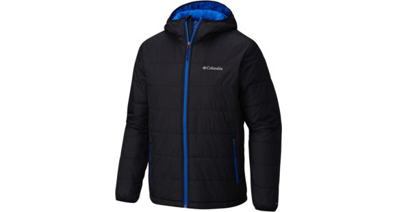 Columbia Saddle Chutes Hooded Jacket - Men's-Black/Super Blue-X-Large