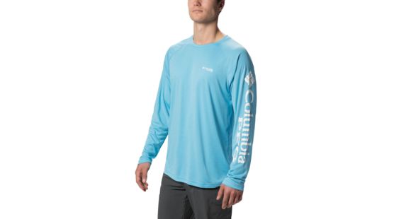 Columbia Terminal Tackle Heather Long Sleeve Shirt - Men's, Riptide Hthr, White Logo, Large, 170942-463-L