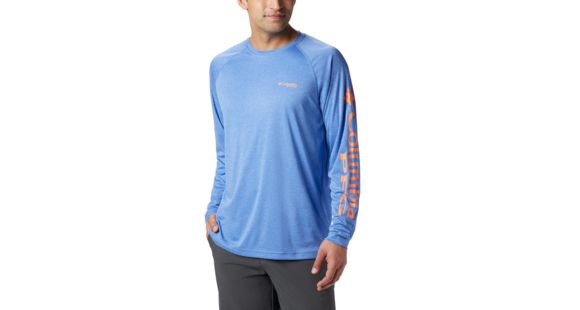 Columbia Terminal Tackle Heather Long Sleeve Shirt - Men's, Vivid Blue Hthr, Jupiter Logo, Large, 170942-487-L