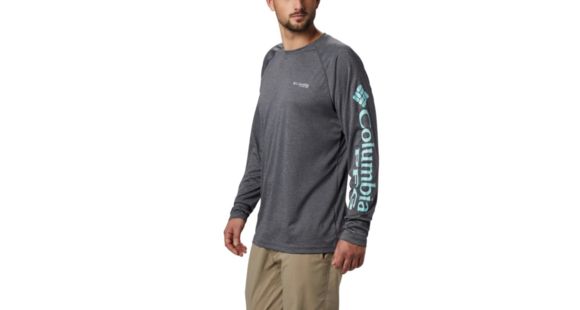 Columbia Terminal Tackle Heather LS Shirt - Men's, Black Heather, Gulf Stream Logo, Extra Large, 1709421010-XL